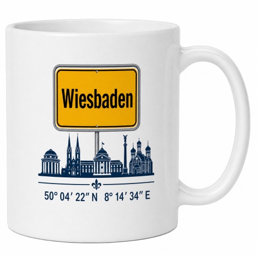 Tasse »Wiesbaden Skyline & Ortsschild«