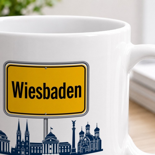Tasse »Wiesbaden Skyline & Ortsschild«