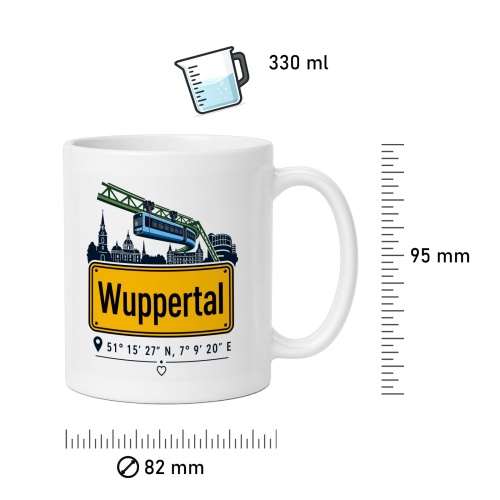 Tasse »Wuppertal Skyline & Schwebebahn«