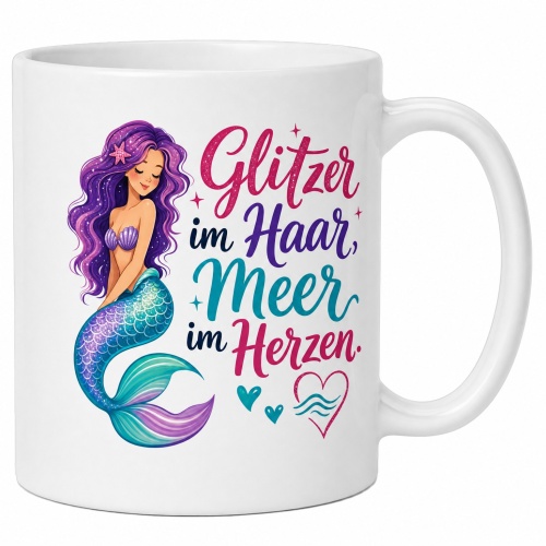 Tasse »Glitzer im Haar, Meer im Herzen«