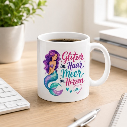 Tasse »Glitzer im Haar, Meer im Herzen«