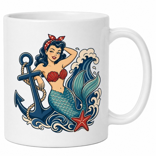 Tasse »Retro Meerjungfrau & Anker«