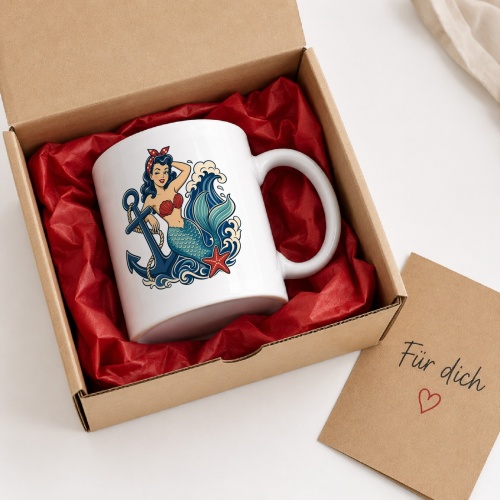 Tasse »Retro Meerjungfrau & Anker«