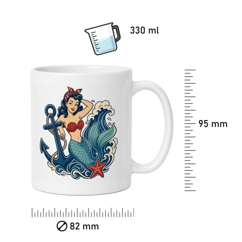 Tasse »Retro Meerjungfrau & Anker«