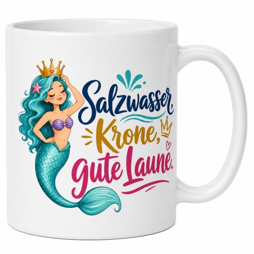 Tasse »Salzwasser, Krone, gute Laune«