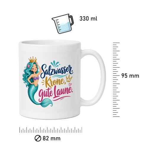 Tasse »Salzwasser, Krone, gute Laune«