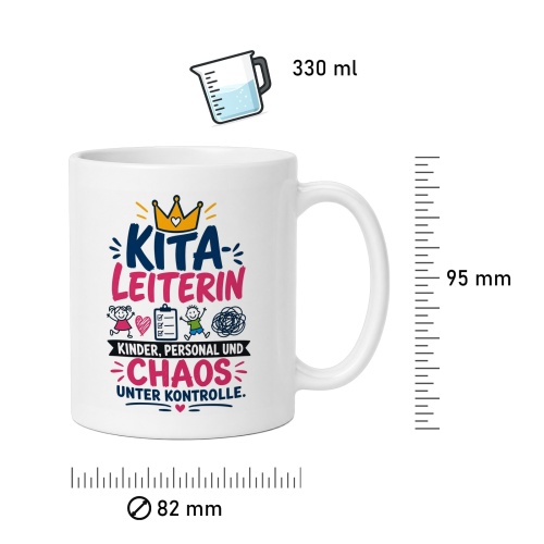 Tasse »Kita-Leiterin – Kinder, Personal & Chaos unter Kontrolle«