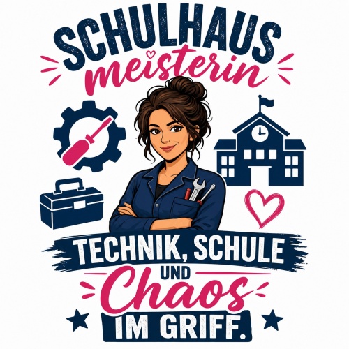 Tasse »Schulhausmeisterin – Technik, Schule & Chaos im Griff«