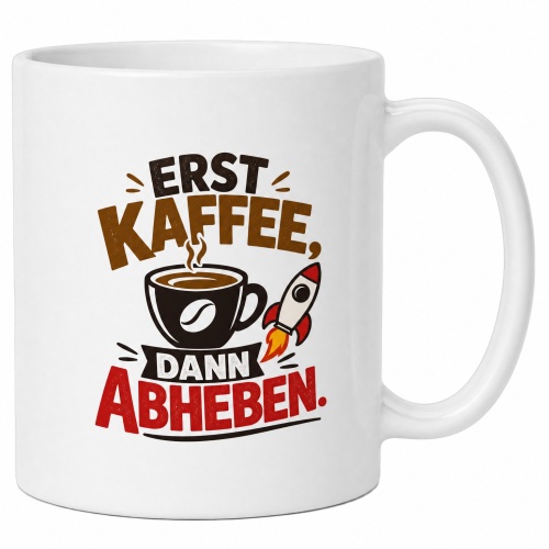Tasse »Erst Kaffee, dann abheben.«