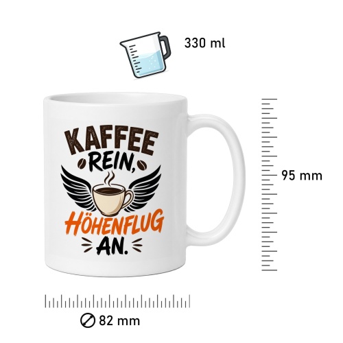 Tasse »Kaffee rein, Höhenflug an.«