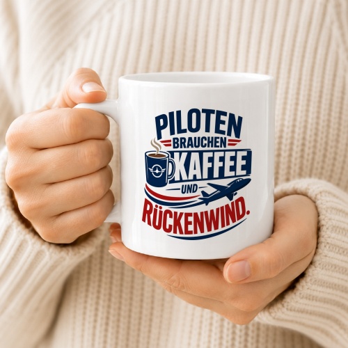 Tasse »Piloten brauchen Kaffee und Rückenwind«