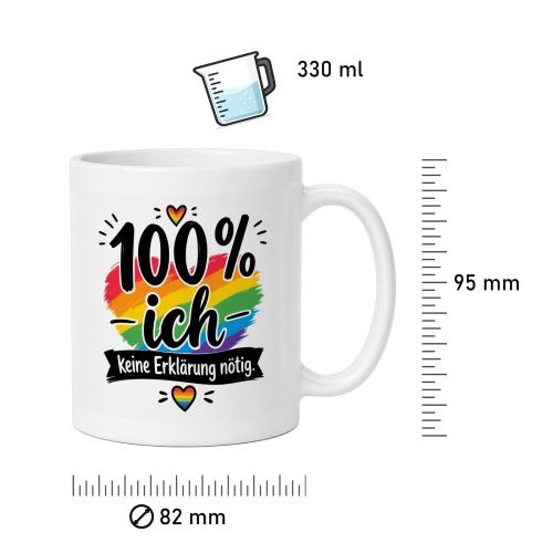 Tasse »100 % ich – Keine Erklärung nötig«