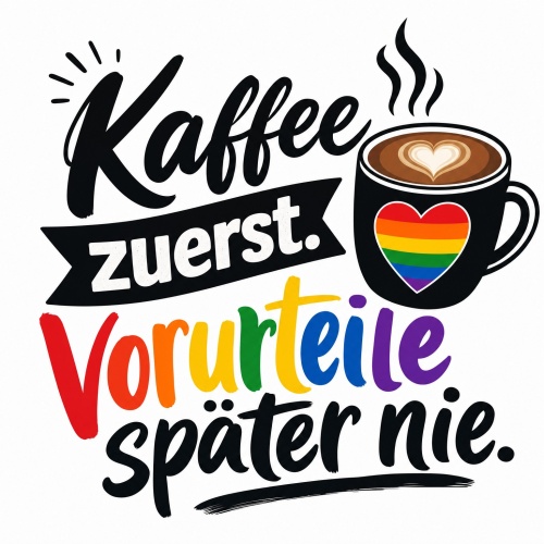 Tasse »Kaffee zuerst. Vorurteile später...
