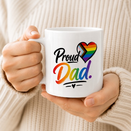 Tasse »Proud Dad« mit Regenbogenherz
