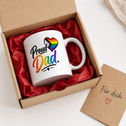 Tasse »Proud Dad« mit Regenbogenherz