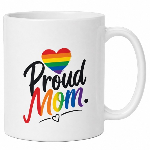 Tasse »Proud Mom.« mit Regenbogen-Herz