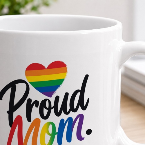 Tasse »Proud Mom.« mit Regenbogen-Herz