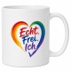 Tasse »Echt. Frei. Ich.« Herz Regenbogen