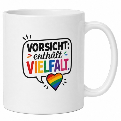 Tasse »Vorsicht: enthält Vielfalt.«