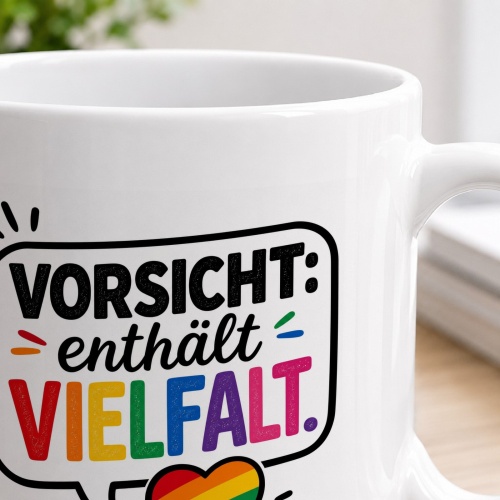Tasse »Vorsicht: enthält Vielfalt.«