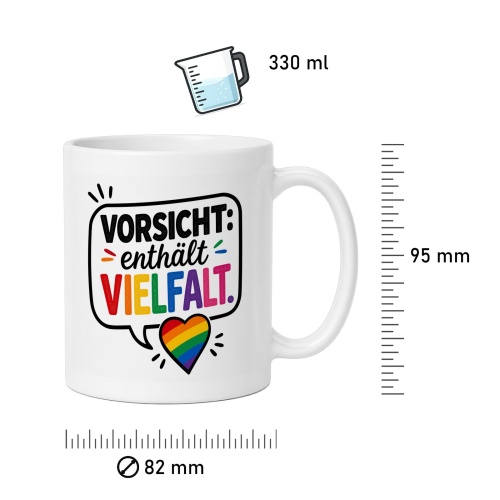 Tasse »Vorsicht: enthält Vielfalt.«