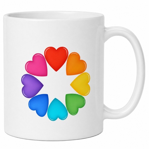 Tasse »Herz-Kreis in Regenbogenfarben«