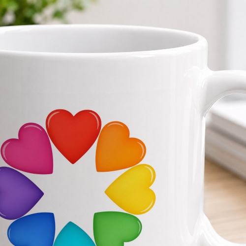 Tasse »Herz-Kreis in Regenbogenfarben«