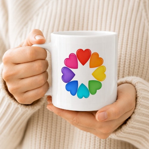 Tasse »Herz-Kreis in Regenbogenfarben«