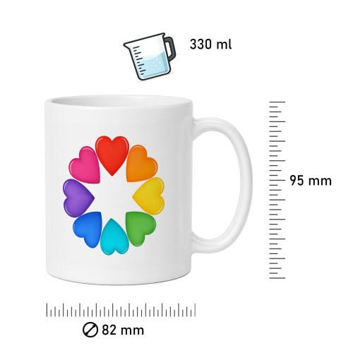 Tasse »Herz-Kreis in Regenbogenfarben«