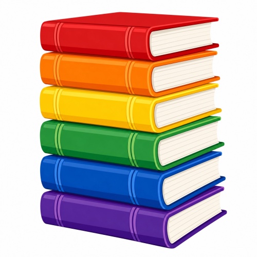 Tasse »Bücherstapel Regenbogenfarben«