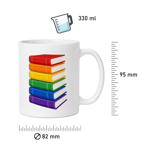 Tasse »Bücherstapel Regenbogenfarben«
