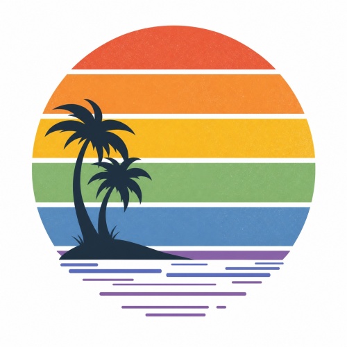 Tasse »Regenbogen-Strand & Palmen«