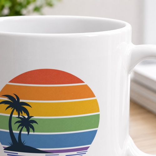 Tasse »Regenbogen-Strand & Palmen«