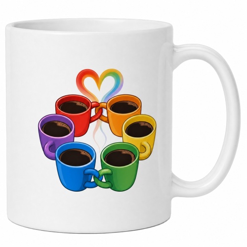 Tasse »Kaffeetassen-Regenbogen & Herz«