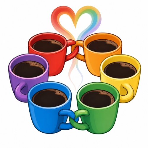 Tasse »Kaffeetassen-Regenbogen & Herz«