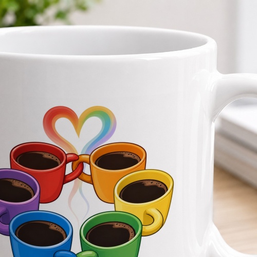 Tasse »Kaffeetassen-Regenbogen & Herz«