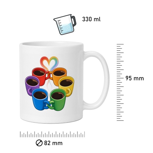 Tasse »Kaffeetassen-Regenbogen & Herz«