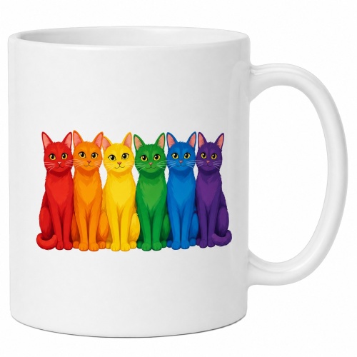 Tasse »Bunte Katzen in Regenbogenfarben«