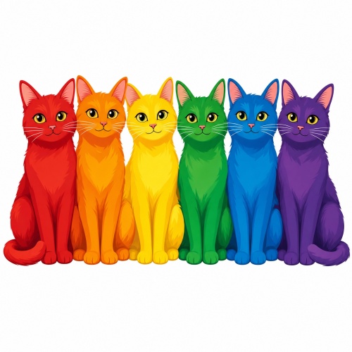 Tasse »Bunte Katzen in Regenbogenfarben«