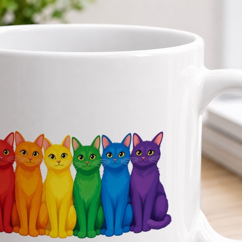 Tasse »Bunte Katzen in Regenbogenfarben«