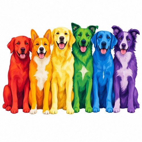 Tasse »Bunte Hunde im Regenbogenstil«