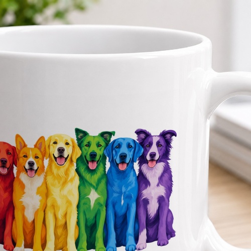 Tasse »Bunte Hunde im Regenbogenstil«