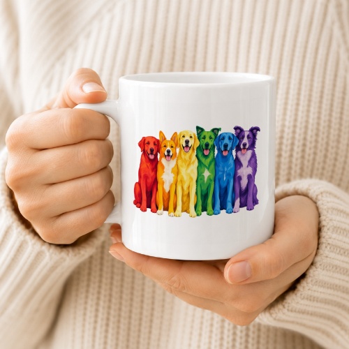 Tasse »Bunte Hunde im Regenbogenstil«
