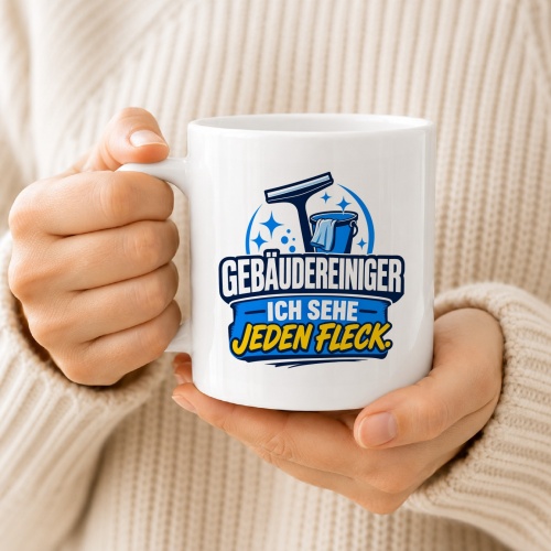 Tasse »Gebäudereiniger – Ich sehe jeden Fleck.«