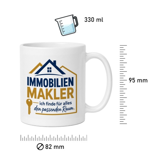 Tasse »Immobilienmakler – ich finde für alles den passenden Raum«