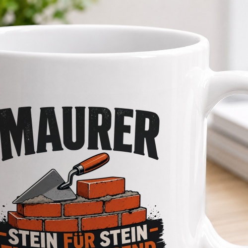 Tasse »Maurer – Stein für Stein zum Feierabend«