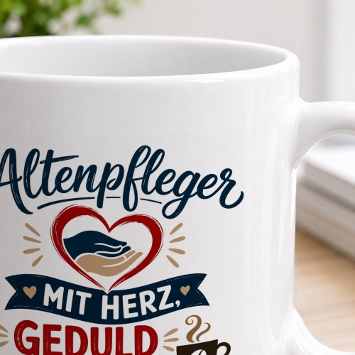 Tasse »Altenpfleger mit Herz, Geduld und starkem Kaffee«