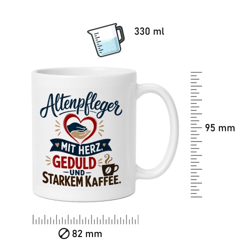 Tasse »Altenpfleger mit Herz, Geduld und starkem Kaffee«