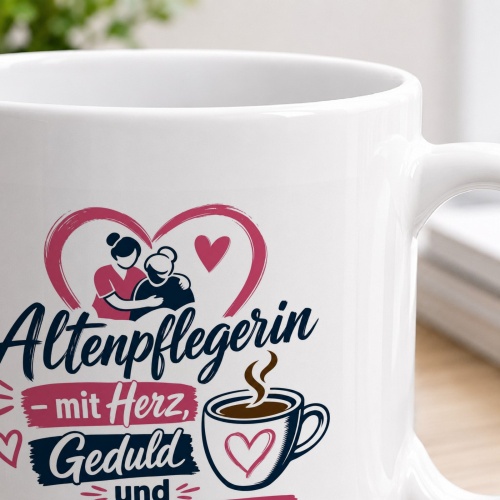 Tasse »Altenpflegerin – mit Herz, Geduld und Kaffee«