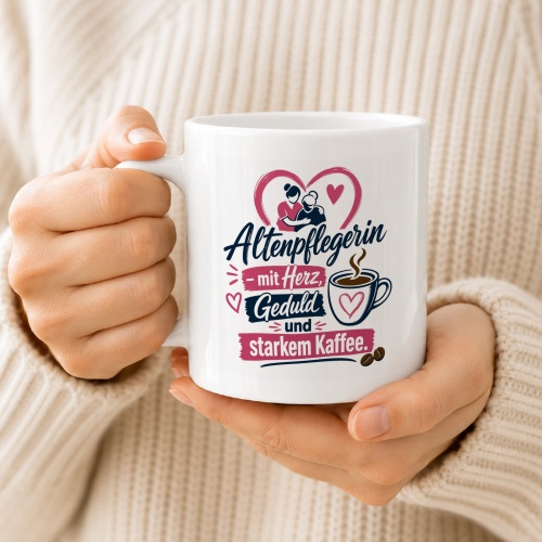 Tasse »Altenpflegerin – mit Herz, Geduld und Kaffee«